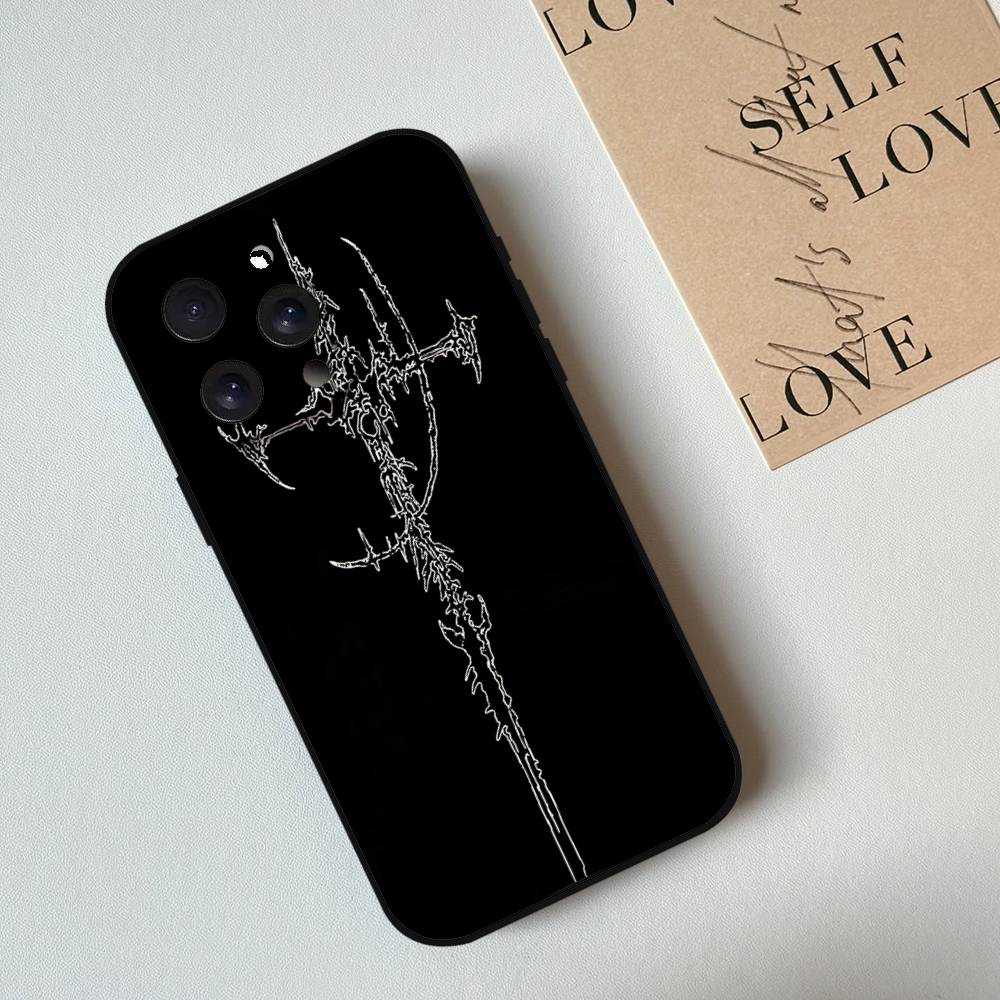 Cyber Sigil Cross Phone Case For IPhone 17,16,15,14,13,12,11 Plus,Pro,Max,XR,XS,X,7,8 Plus,Mini Black Silicone Soft