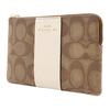 Coach Corner Zip 16 Monogram Leather Clutch Wristlet Women Clutch Khaki White 58035-IMDJ8