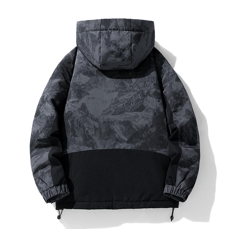 Winter New Men's Korean Style Contrasting Color Hooded Thickened and Warm 90 White Duck Down Down Jacket Trendy Couple Versatile Jacket