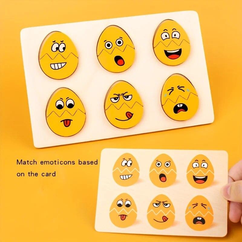 Wooden Expressions Egg Shaped Montessori Toy For Toddlers Preschool Kids' DIY Wooden Gifts Sensory Educational Toys