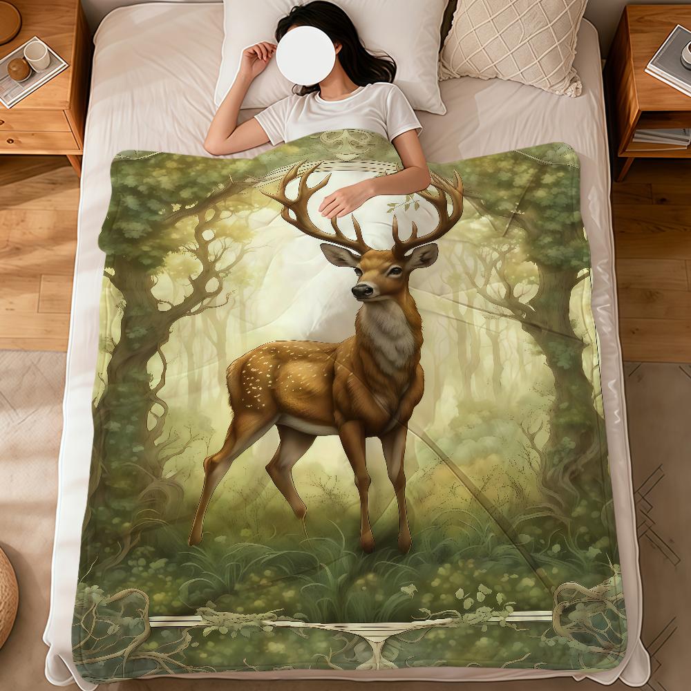 Vintage art animals fox crane flowers soft warm plush blanket dormitory sofa living room pet hogar bedroom gift nap home Flannel