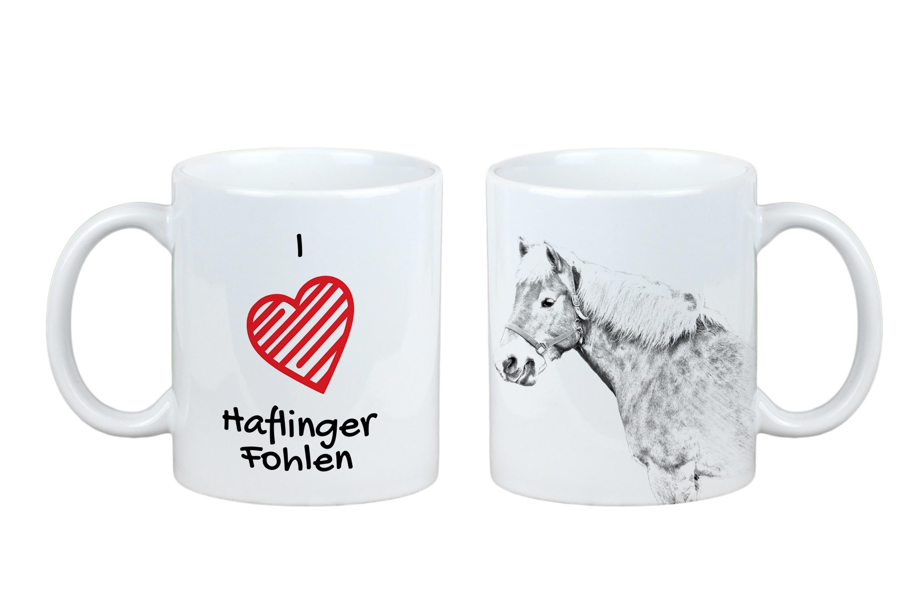 

Haflinger Fohlen - cup with a horse, cute cup with graphics, a gift with your photo from the Art-Dog brand білий