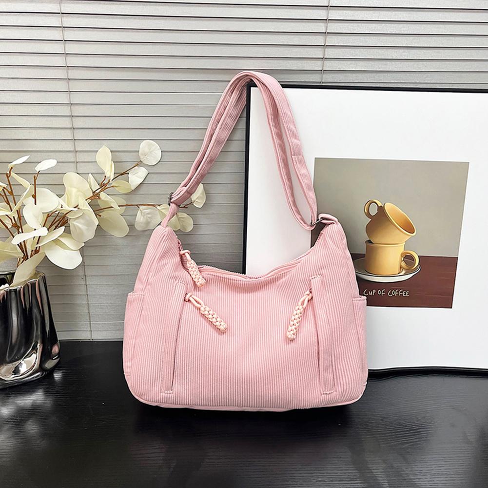 Women Corduroy Large Capacity Stylish Crossbody Bag Adjustable Strap Tote Handbag Trendy Satchel Bag Outdoor Travel Bag