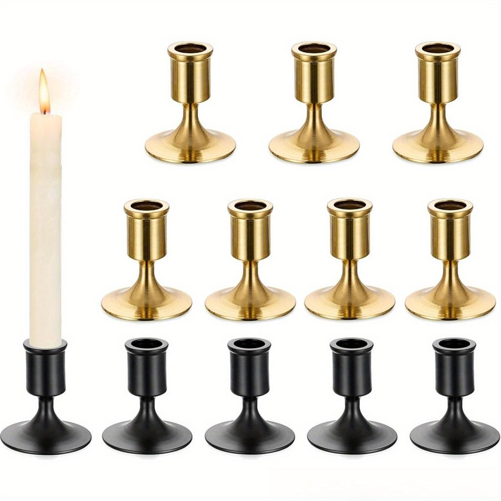 1Pc European Romantic Table Setting Christmas Candle Holder Black and Gold Ornaments