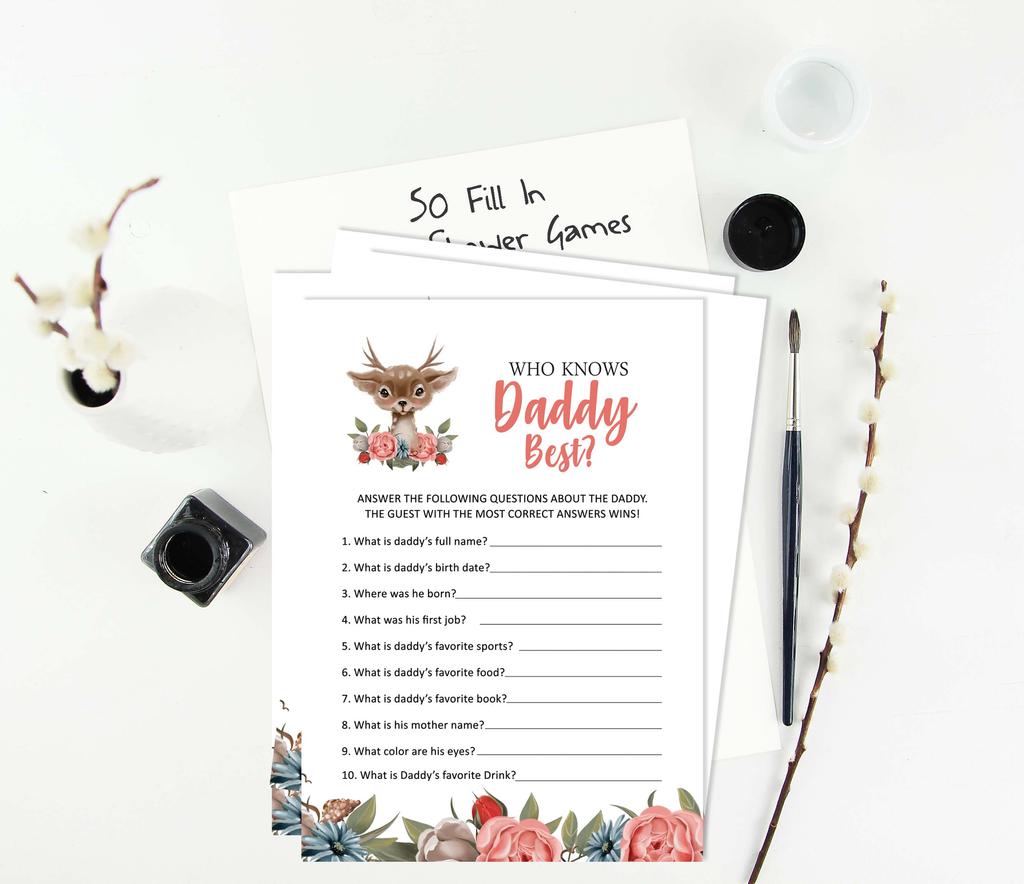 Inkdotpot Baby Shower Game Set Of 50 BabyA  AlphabetA  ABCA  Game Deer Jungle Animals Party