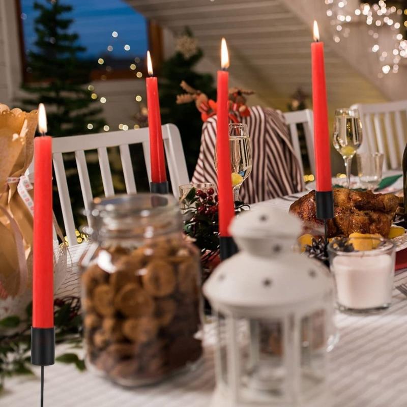 4Pcs Advent Wreath Candle Holders Stakes with Spikes Retro Taper Pillar Metal Candlestick Stand for Christmas Decors