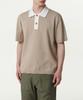 Contrast Collar Knitted Polo Shirt [Beige]