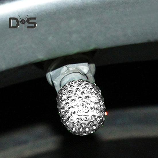 4 Stück glitzernde Reifenventilabdeckungen mit Strass-Dekor, einfache Installation, Universal-Ventilabdeckungen für Fahrzeug, LKW, Motorrad, Fahrrad, Auto