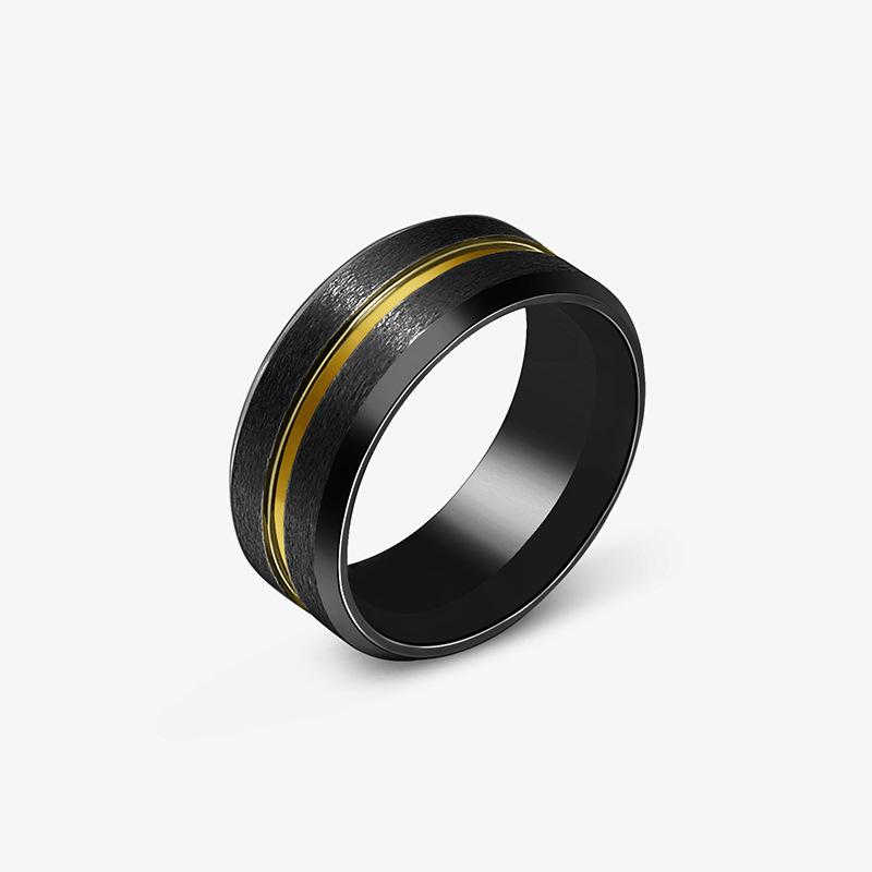 Stylish and Simple 8MM Titanium Steel Recessed Ring Matte Brushed Stainless Steel Ring for Men and Women