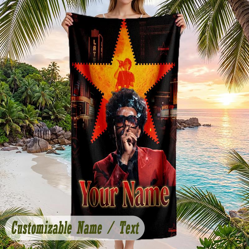 The Weeknd Beach Towel, Personalized Custom Name Text, Quick Dry Large Absorbent Towel For Beach Pool