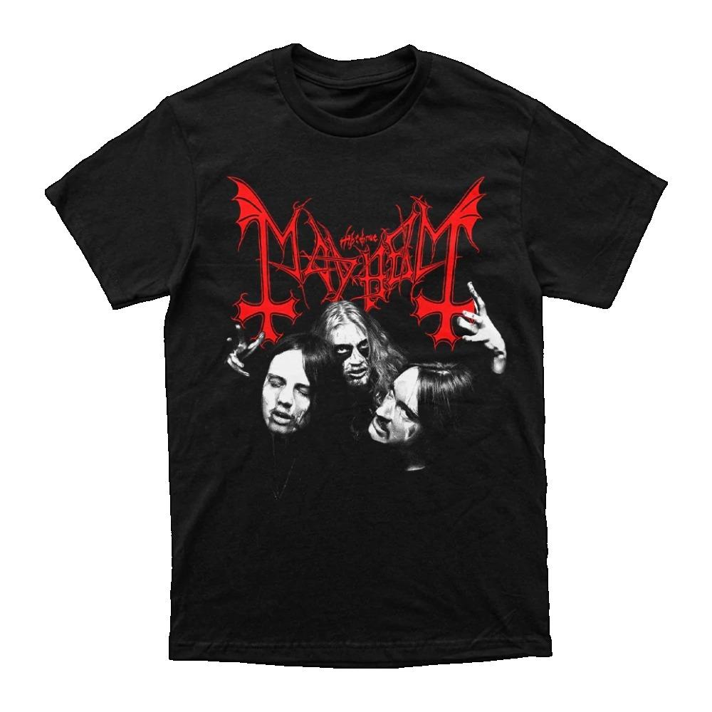 2025 New Mayhem Hem Hem Band Perimeter Short Sleeve T-shirt Men Women Loose Norwegian Y2k Black Metal Rock Band Half Sleeve