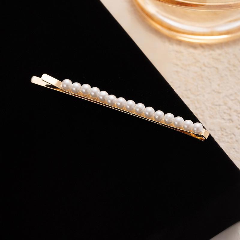 

Pearl Flower Hairpin Advanced Korean Handmade Bangs One-Word Clip Girl Side Clip Hairpin Hair Accessories