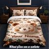 Conjunto de Roupa de Cama de 3 Peças Tema Ursinho de Pelúcia, 1 Lençol de Cima e 2 Fronhas Roupa de Cama Personalizada para Casa