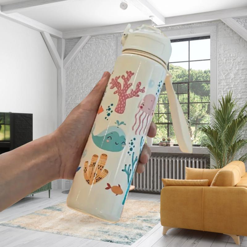 Cute 750ML Straw Water Bottles Leak-Proof Lifting Rope Children's Water Cup Portable Drink Cup Coffee Tea Juice
