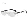 Color Changing Frameless Reading Glasses Cut Edges Photochromic Anti Blue Light Metal High-definition Presbyopia Eyewear To +4.0