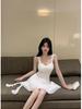 Nightclub Sexy Spaghetti Strap Dress – Low-Cut, Tassel Patchwork, Waist-Cinched, Large Hem Short Skirt