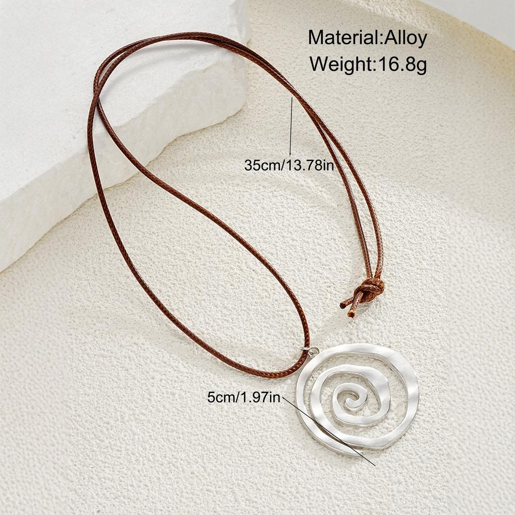 IF ME Ethnic Creative Big Spiral Conch Pendant Necklace Women Goth Adjustable Leather Wax Thread Chain Holiday Y2K Jewelry Accessories