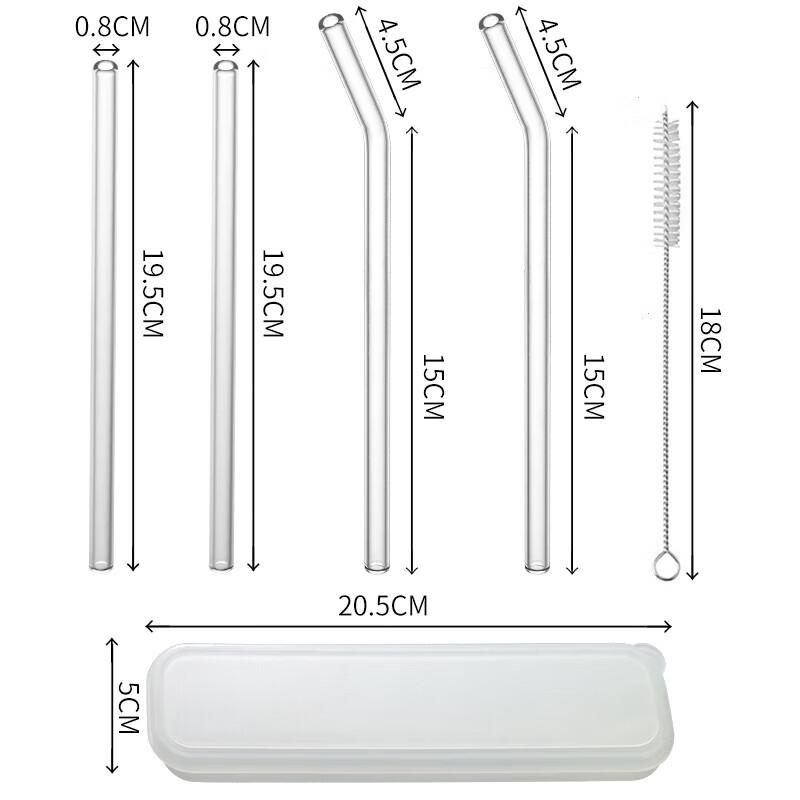 Baijie Borosilicate Glass Reusable Straw Set