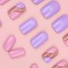 Powder Pink and Purple Charm: New European and American Style Autumn/Winter Whitening Press-On Nails