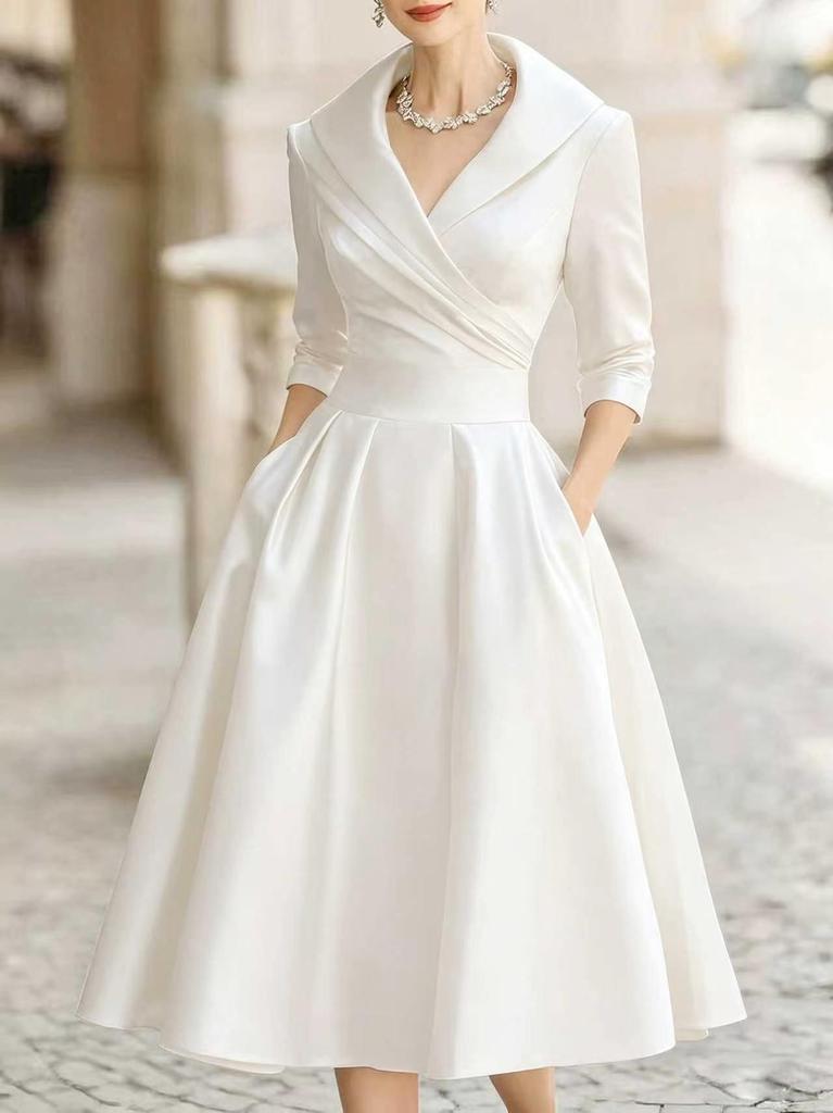 2025 Elegant European & American Women's Waist-Cinched Slimming Formal Long-Sleeved Dress