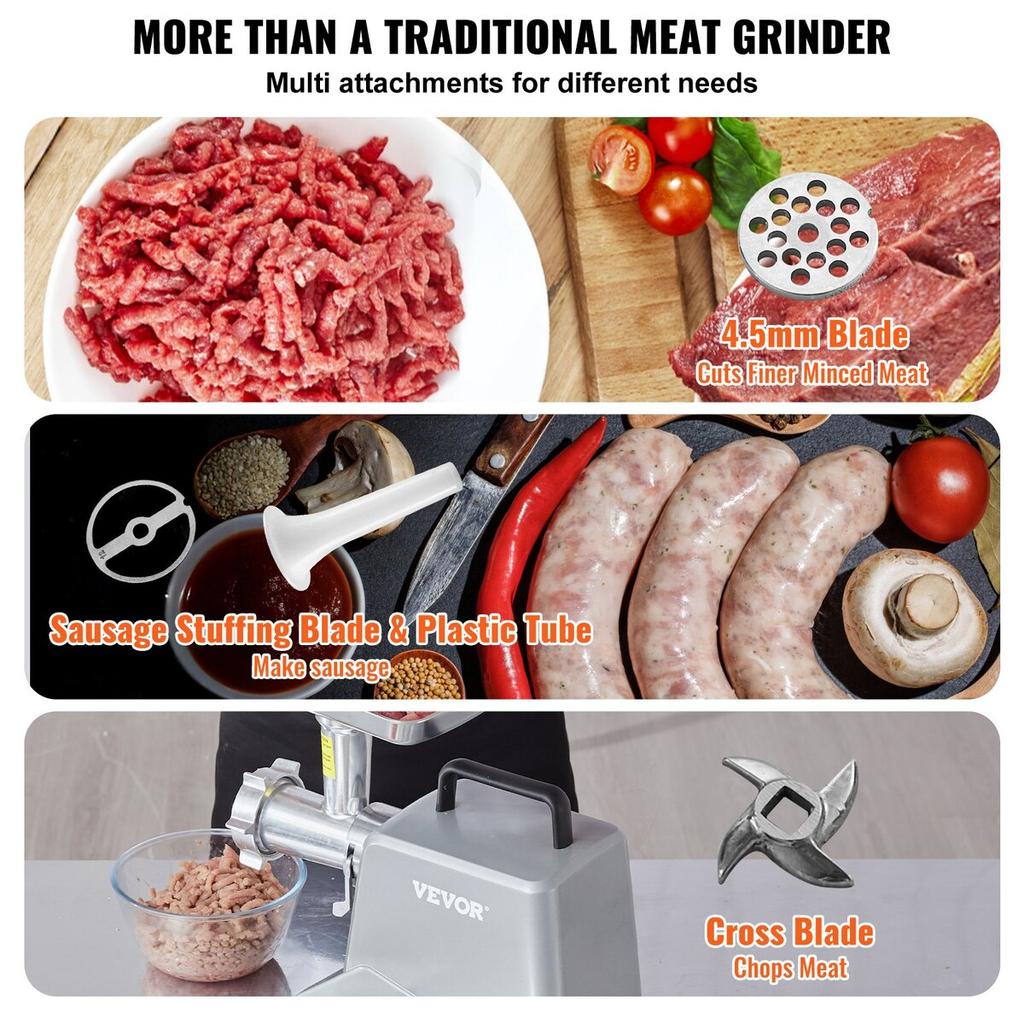Commercial Electric Meat Grinder 5 Lb/Min Capacity 575W Sausage Stuffer