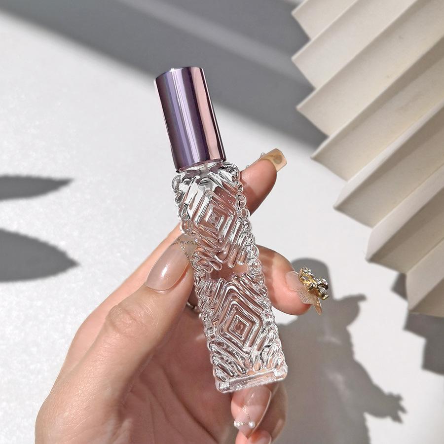 1pc 12ml Aluminum Alloy Spray Head Glass Bottle Diamond Pattern Small Perfume Atomizer Bottle