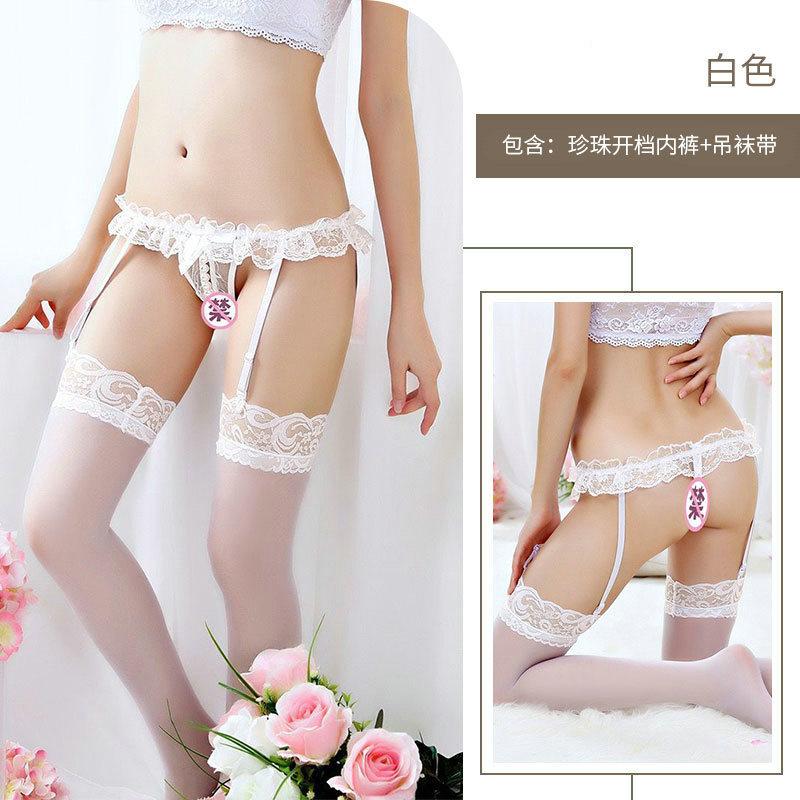 Sexy Panties Open Crotch Free Sexy Pearl Stockings Garter Belt Temptation Adjustable Stockings Stockings Clip Pure Desire