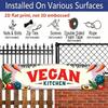 2D Flat, Vegan Kitchen with Fresh Vegetables Metal Sign - Vintage Scratch & Resistant, Wall Art for Home/Cafe, 15.7×3.94inch Aluminium Decorative Sign