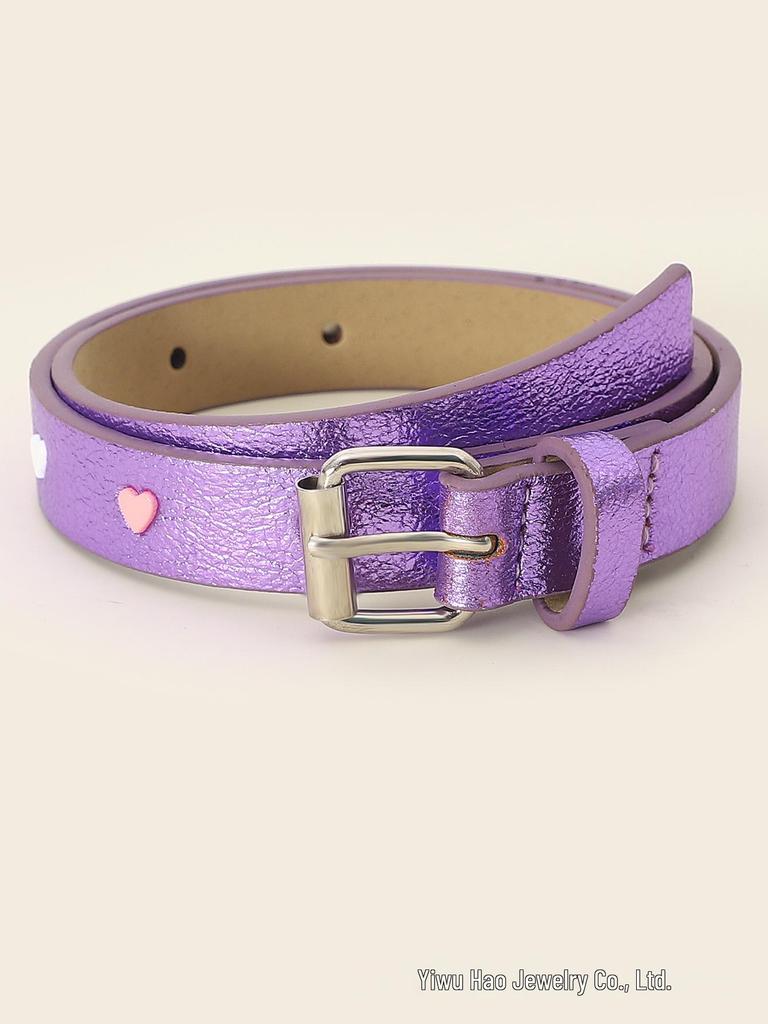 Kids' Heart-Shaped Leather Belt: Fashion Accessory for Girls' Shows & Boys' Hip Hop Styles