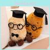 Peanut Potato Plush Doll Wearing A Doctoral Cap Tie And Glasses Design For Gift