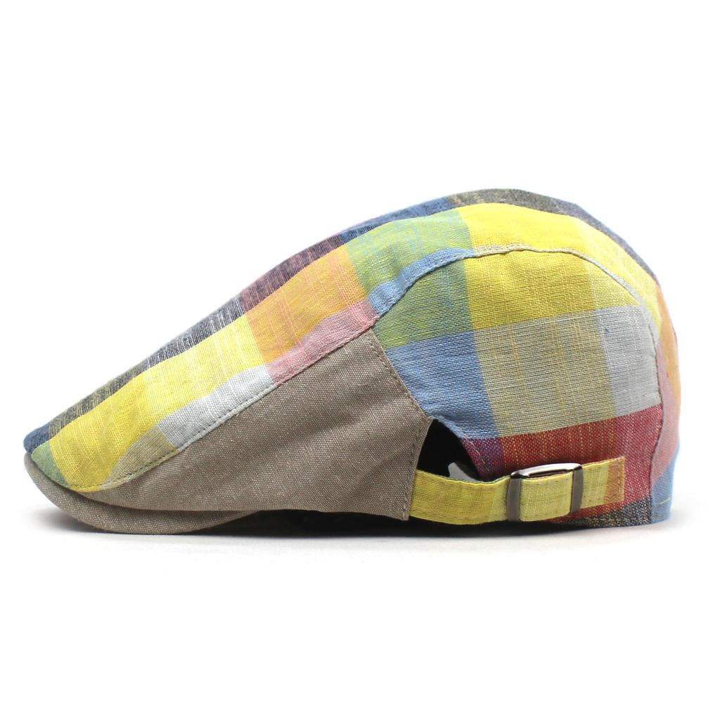 Thin Beret Men's and Women's Vintage Plaid Cap Adjustable Sun Hat Travel Mountaineering Hat Forward Hat