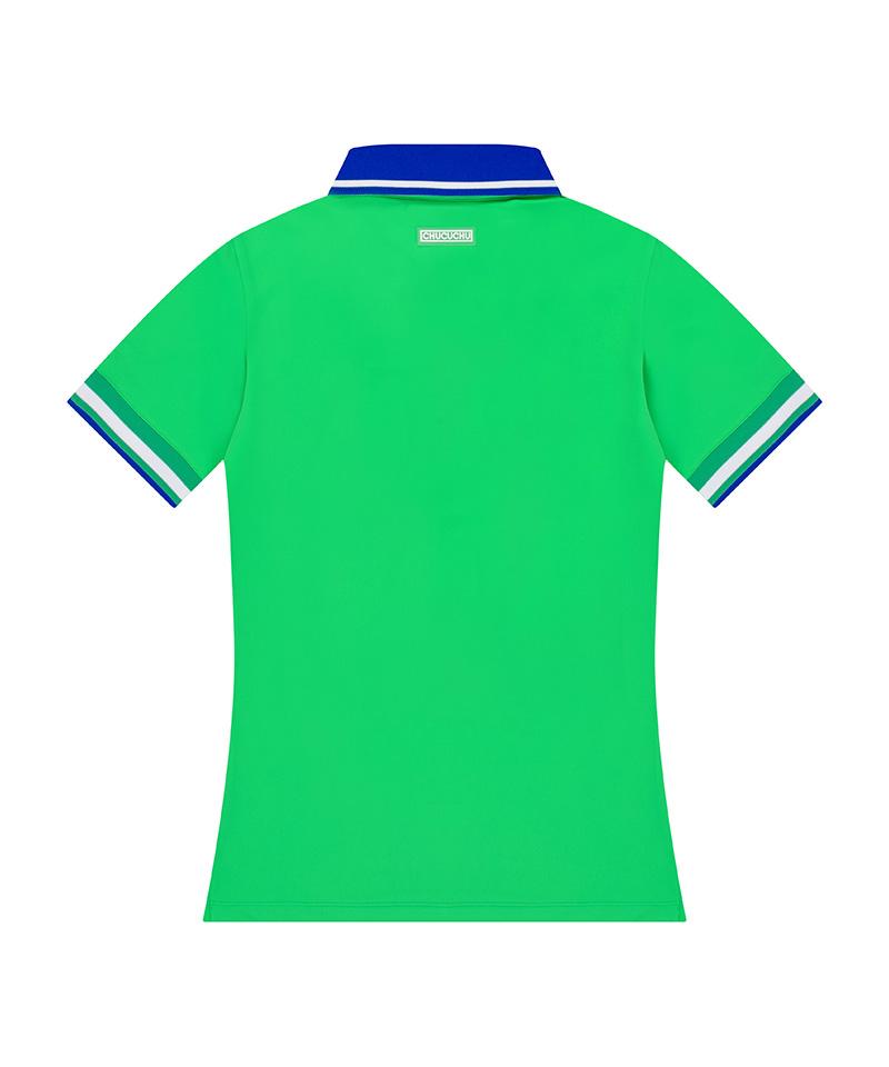 CHUCUCHU Cbess-Ts010W Fore Knit Collar Short Sleeve Top