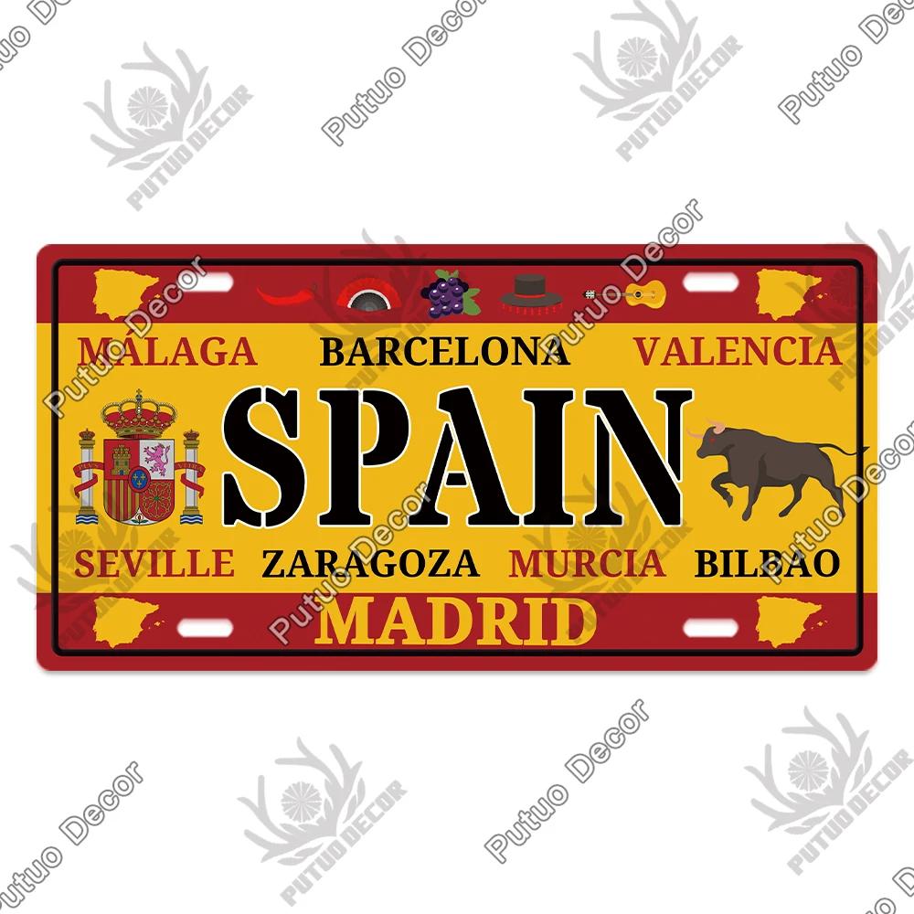 Putuo Decor Country - Themed Vintage Metal Sign with License Plate Plaque - Ideal for Bar Pub Club and Home Wall Decoration