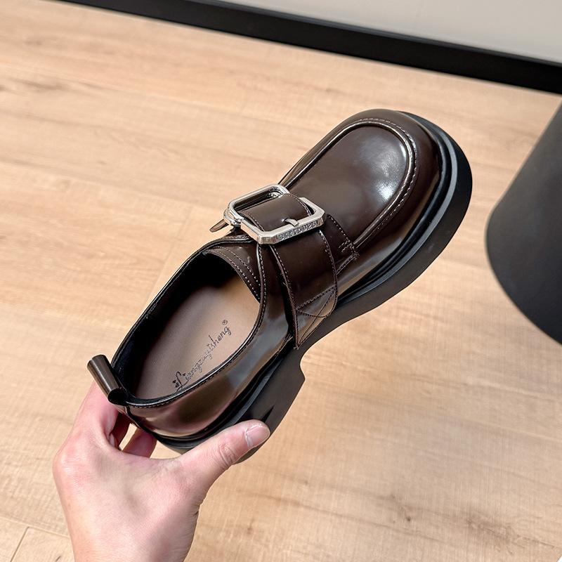 Women's Platform New Spring and Autumn Muffin Shoes, Small J Small Leather Shoes, Thick Heel Single Shoes