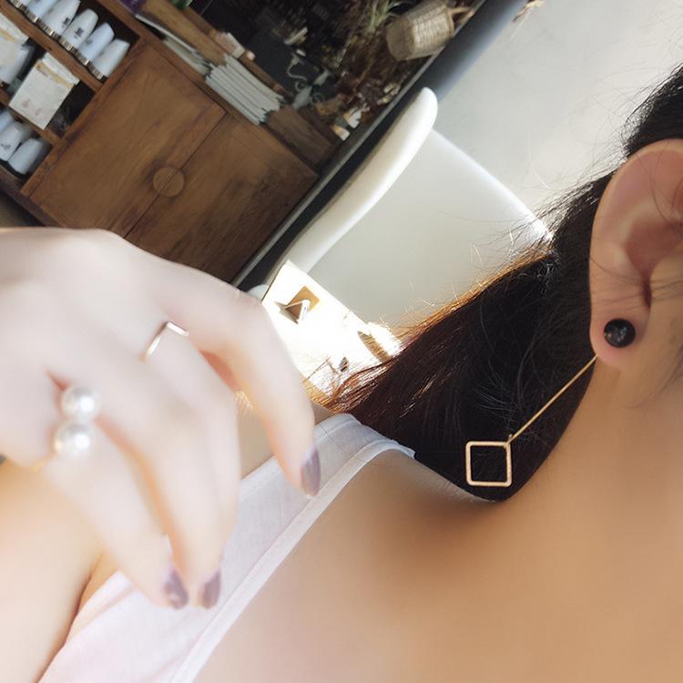 E1200 Temperament Pearl Stud Earrings Simple Long Geometric Earrings Schoolgirl Earrings Jewelry
