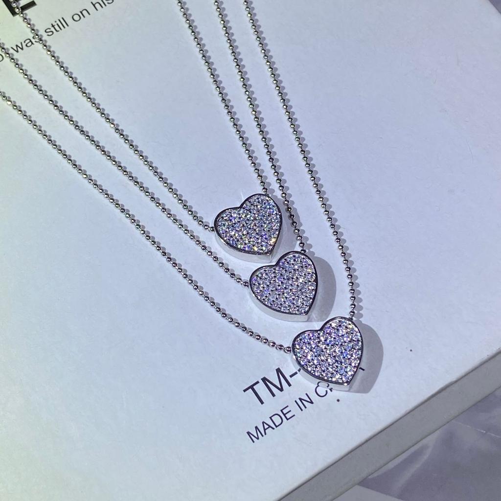 925 Silber Neue Drei Liebe Verbunden Zirkon Halskette Minimalistisches Leichtes Luxus Design Göttin Schlüsselbein Kette Party Geburtstagsgeschenk