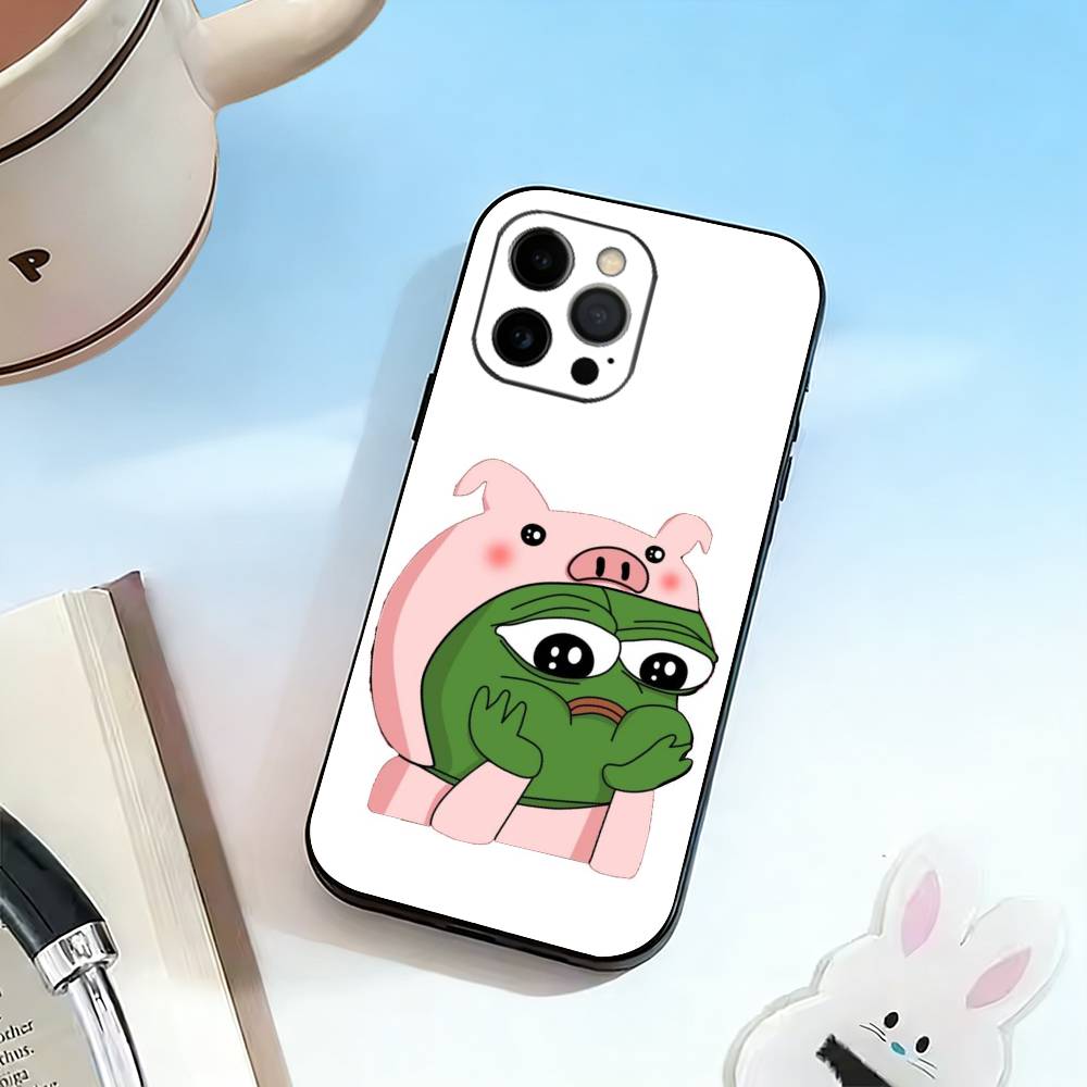 Funny Sad Frog Pepe M-meme Phone Case For iPhone 17, 16,15,14,13,12,11 Plus,Pro Max, Others Soft Black Cover
