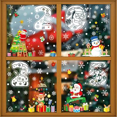 Weihnachtsfensteraufkleber Weihnachts-Buntglas-Fensterfolien Fensteraufkleber Dekorative Abdeckfolien für Zuhause Wohnzimmer