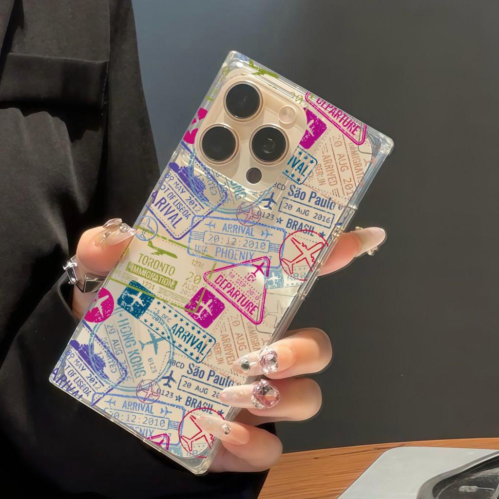 Clear Square Back Tube Case Protection For iPhone 11 15 Plus 13 12 16 ProMax 14 Pro Max Anti-Oxygen,Full Screen Graffiti Pattern Casing