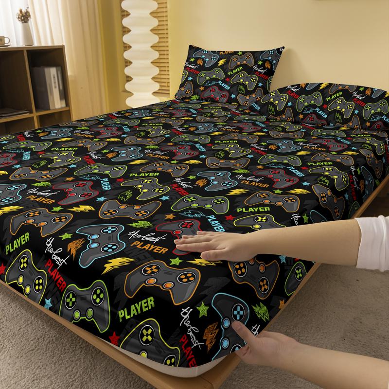 Cartoon 1 Fun Printed Matte Fitted Sheet, Bedroom Printed Bed Cover, Bedding Excluding Pillowcases