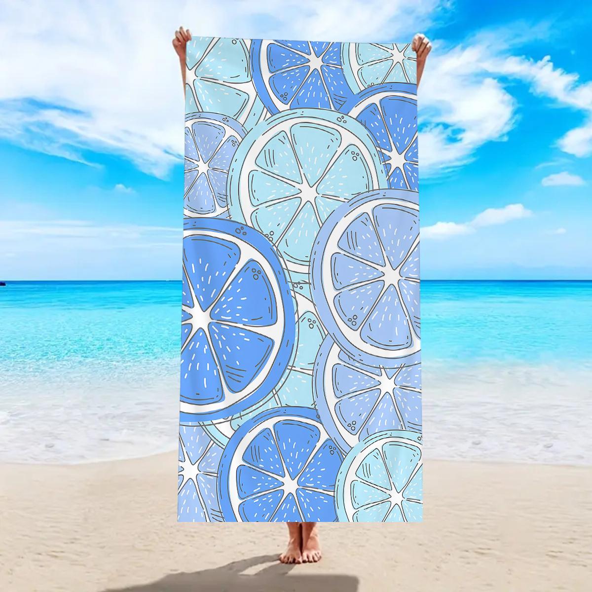 1pc personalized lemon beach towel, ultra-fine fiber quick drying absorbent beach towel, outdoor camping, swimming beach towel 150x75cm