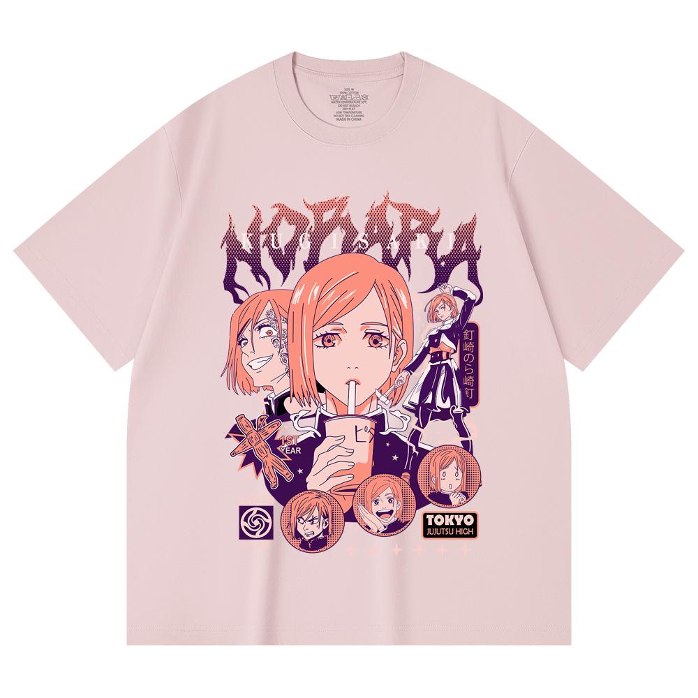 230 Gsm 100% Cotton Jujutsu Kaisen V16 Nobara Print Unisex Heavy Cotton T Shirt