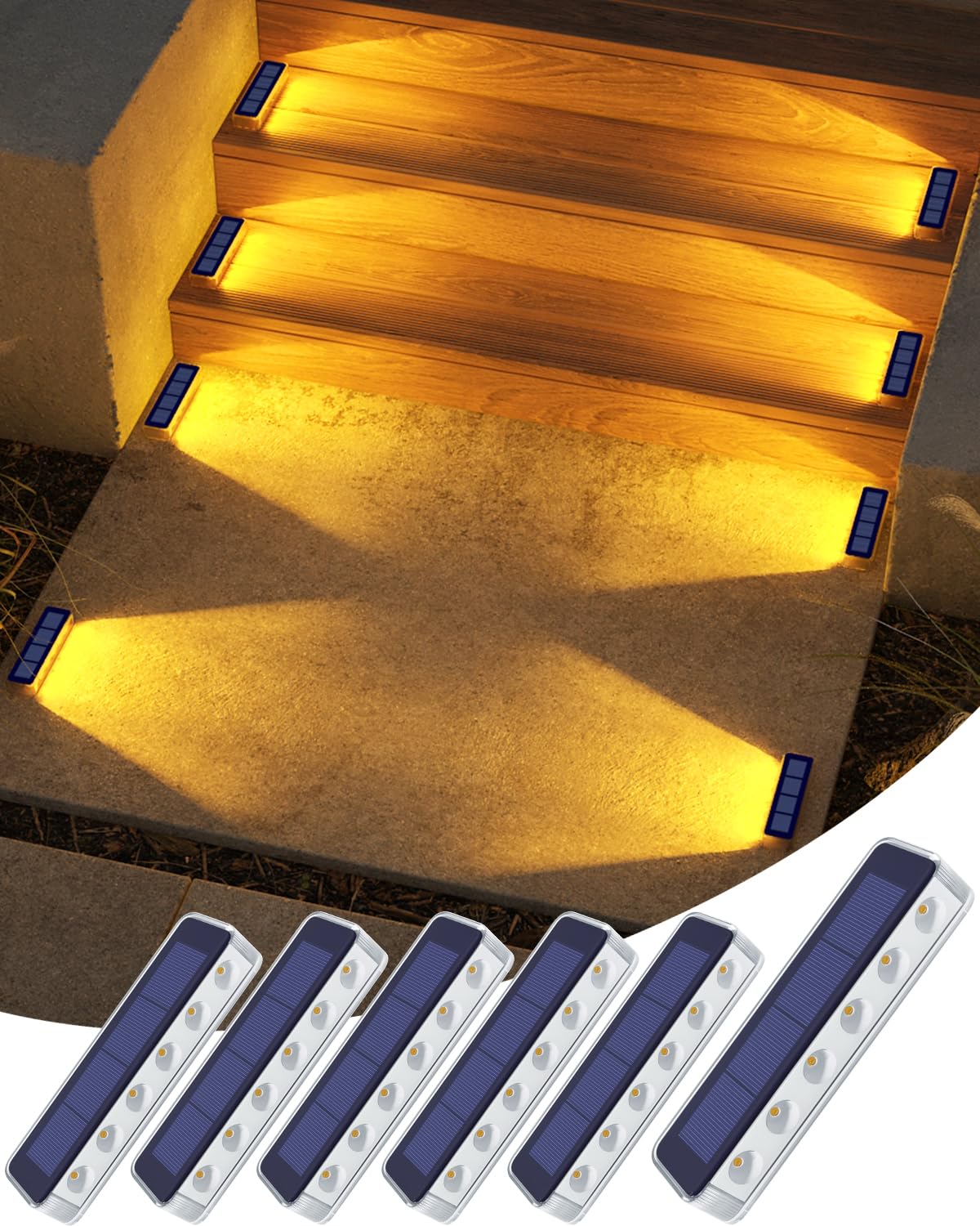 

DetarZin LED IP68 Waterproof 1000mAh Large Capacity Solar Lights, Outdoor, Solar Charging, Automatic OnOff, Warm White LED Garden Lights, Stair