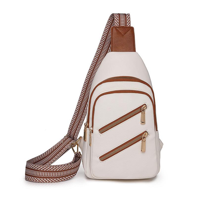 New Fashion Pu Women's Breast Bag Large Capacity Lightweight Chest Bag Versatile Casual Shoulder Messenger Bag Bag