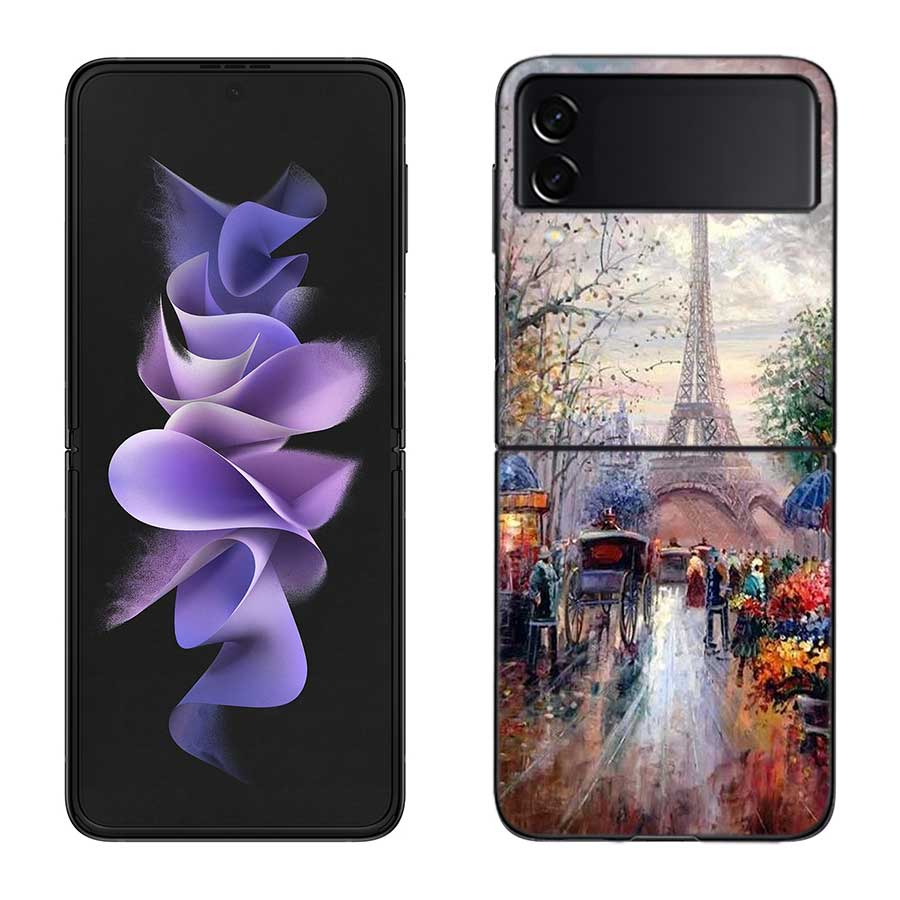 Artist London Painting Oil Painting Case For Samsung Z Flip 6 5G Galaxy Z Flip 5 4 3 5G Black Hard Cell Phone Cover Luxury PC Sh