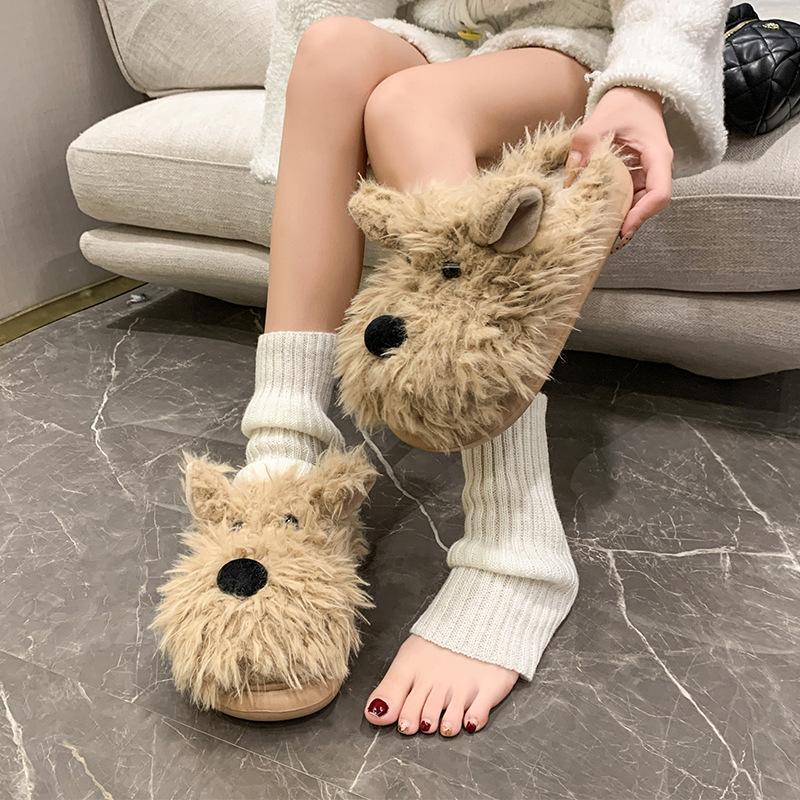 Čmárané kreslené pantofle pro štěňata dámská sezónní novinka super měkké s tlustou podrážkou nadýchané froté bavlněné froté nadýchané boty