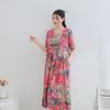 Dimanaf 2025 Women Plus Size Pink Summer Dress Casual Floral Dress Basic Vintage Loose Long Dress