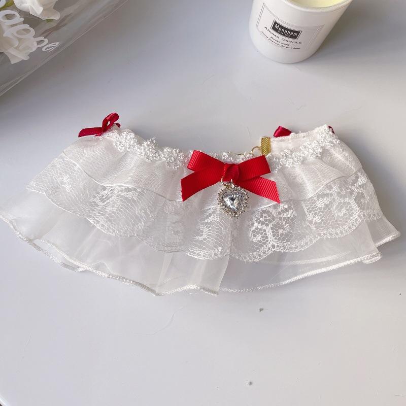 Double Layer Lace Pet Scarf 3D Bow Princess Style Saliva Towel Bib For Cat Dog