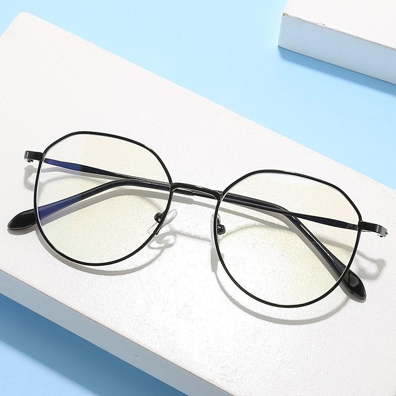 New anti-blue radiation mobile phone glasses polygonal myopia men's and women's tide flat light glasses frame