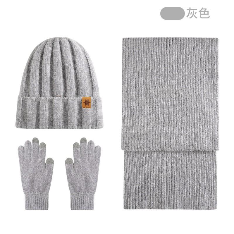 Winter Knit Hat Scarf Gloves Set Women Men Warm Windproof Outdoor Beanie With Ear Protection